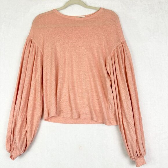Ulla Johnson Faye Top Linen Size Small Peach Coral Balloon Sleeve Oversized - Picture 1 of 5